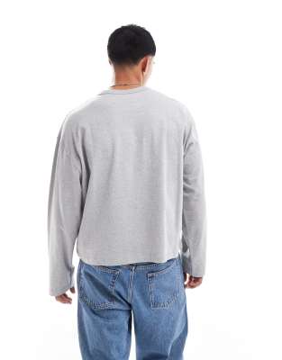 Asos Design Essential Heavyweight Oversized Boxy Long Sleeve T-shirt 240gsm In Gray
