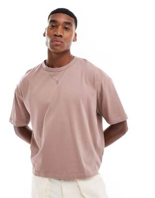 Asos Design Essential Heavyweight Oversized Boxy T-shirt 240gsm In Brown
