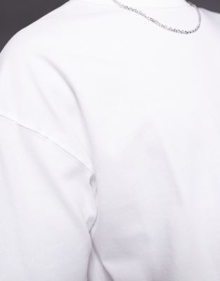 Asos Design Essential Heavyweight Oversized High Neck T-shirt In White
