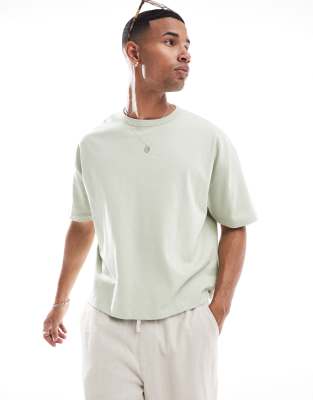 Asos Design Essential Heavyweight Oversized Boxy T-shirt In Green