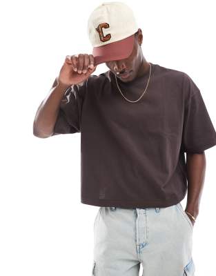 ASOS DESIGN ASOS DESIGN essential heavyweight oversized cropped t-shirt 240gsm in brown