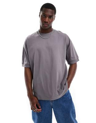 Asos Design Essential Heavyweight Oversized T-shirt 240gsm In Gray