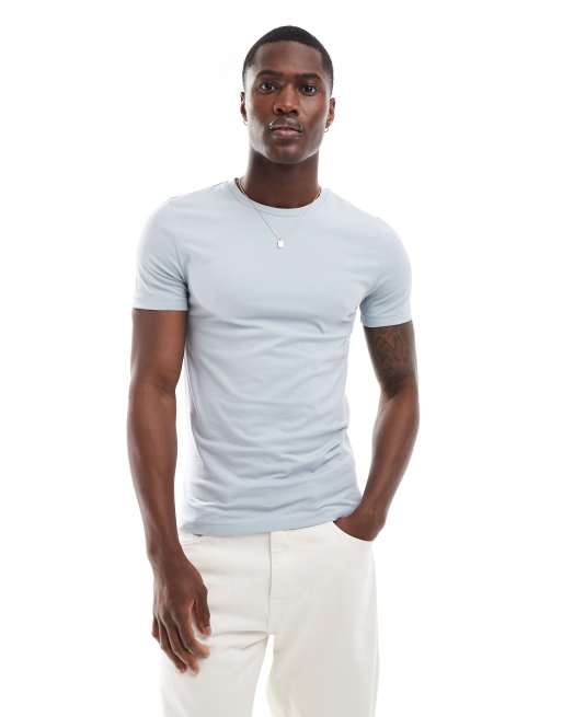 ASOS DESIGN – Essential – Jasnoniebieski T-shirt o kroju podkreślającym sylwetkę