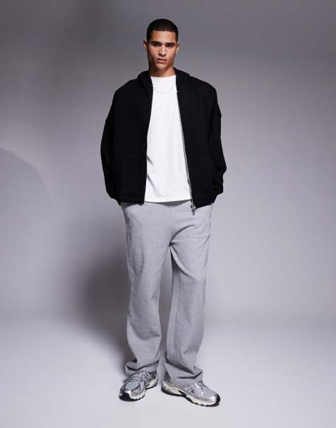 ASOS DESIGN essentials wide leg joggers in grey marl 