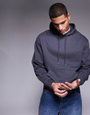 ASOS DESIGN – Essential – Kapuzenpullover in Anthrazit