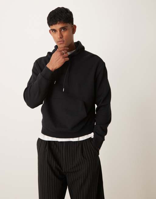 ASOS DESIGN – Essential – Kastiger Oversize-Kapuzenpullover in Schwarz