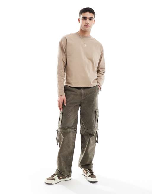ASOS DESIGN – Essential – Kastiges, langärmliges Oversize-Shirt in Beige aus schwerem Material, 240 g/m², 4 von 4