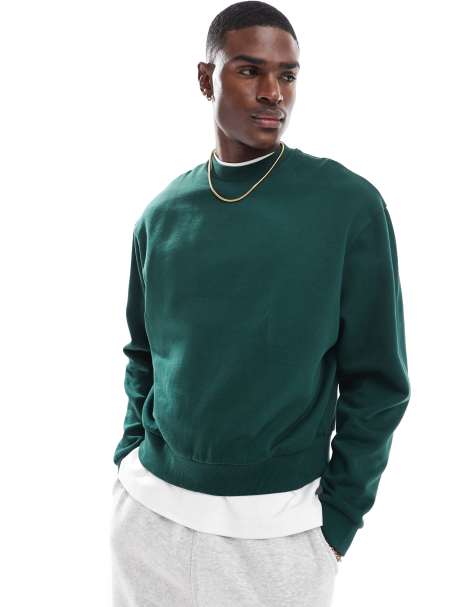 ASOS DESIGN – Essential – Kastiges Oversize-Sweatshirt in Dunkelgrün - view 1