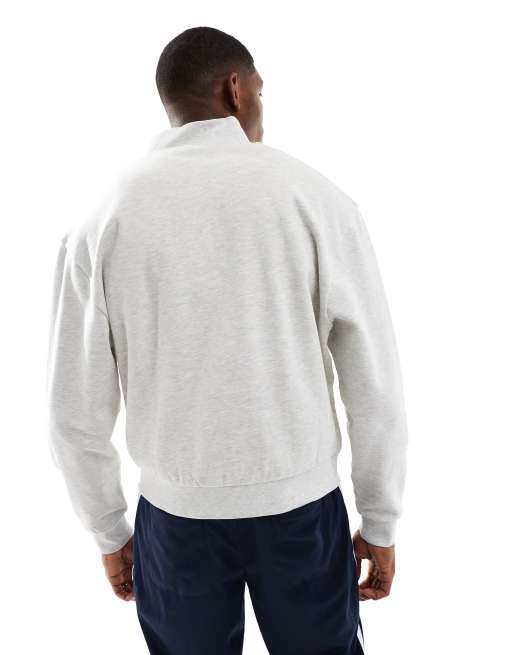 ASOS DESIGN – Essential – Kastiges Relaxed-Fit-Sweatshirt in Weiß meliert mit kurzem Reißverschluss, 4 von 4
