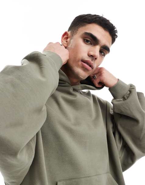 ASOS DESIGN – Essential – Khakifärgad huvtröja i extra oversize - view 1
