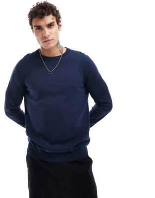 Asos Design Essential Knit Sweater In Navy