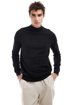 Asos Design Essential Knit Turtle Neck Sweater In Black