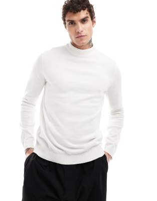 Asos Design Essential Knit Turtle Neck Sweater In White