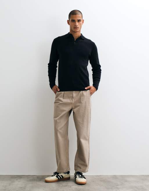 ASOS DESIGN Essential knitted lightweight polo in black, 5 of 5
