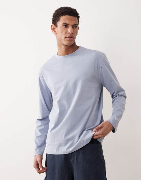 ASOS DESIGN – Essential – Langärmliges Shirt in Hellblau mit lockerem Schnitt - view 1