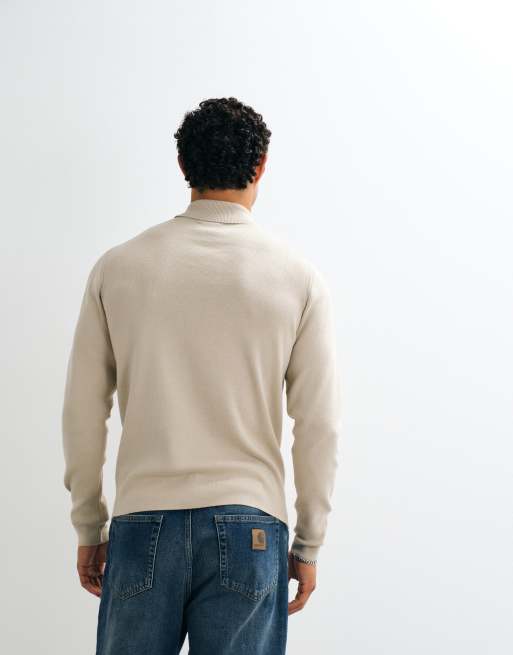 ASOS DESIGN Essential leichter Strickpullover mit Rollkragen in Stone, 3 von 5