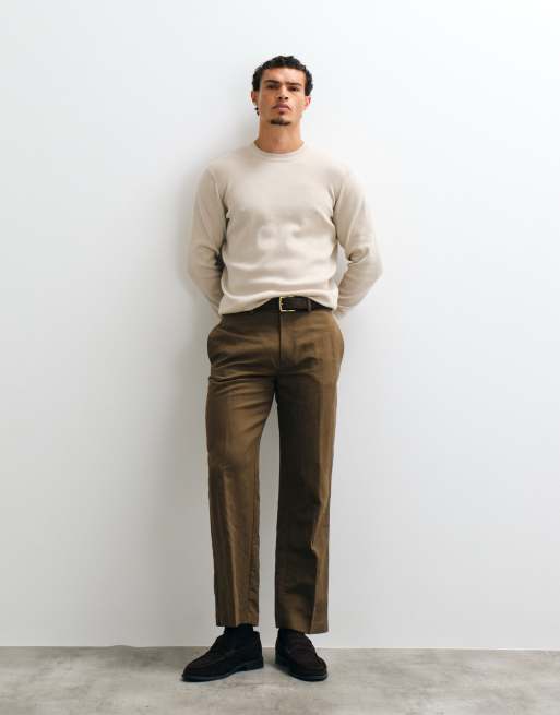 ASOS DESIGN Essential let strikket trøje med rund hals i stone, 2 af 5