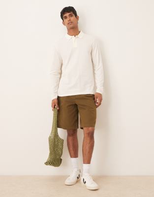 Asos Design Essential Long Sleeve Polo In White