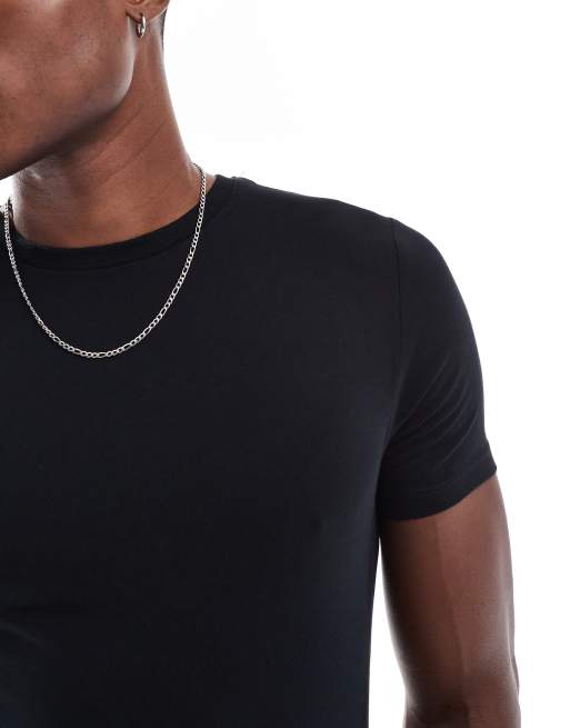 ASOS DESIGN 2 pack muscle fit t-shirt with crew neck in black