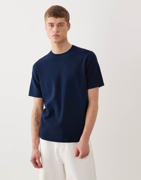 ASOS DESIGN - Essential - Maglia girocollo blu navy a costine - view 1
