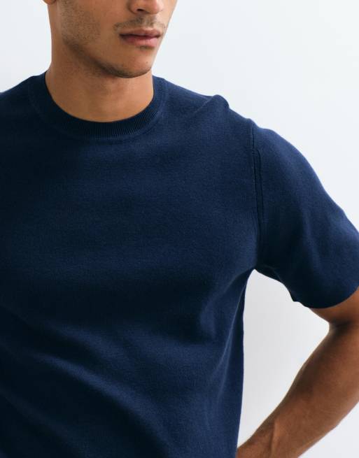 ASOS DESIGN - Essential - Maglia girocollo blu navy a costine, 3 di 5