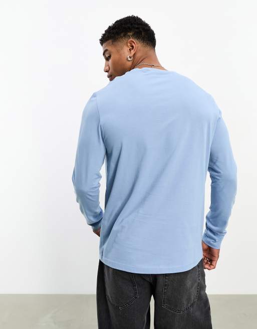 ASOS DESIGN - Essential - Maglietta girocollo a maniche lunghe blu, 2 di 4