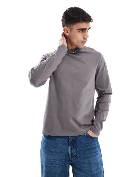 ASOS DESIGN - Essential - Maglietta girocollo a maniche lunghe grigio antracite - view 1
