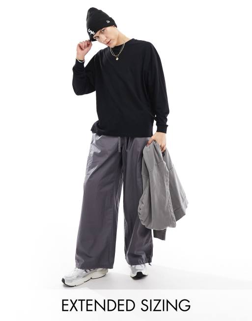 ASOS DESIGN - Essential - Maglietta oversize a maniche lunghe nera