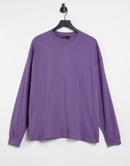 ASOS DESIGN - Essential - Maglietta oversize a maniche lunghe viola