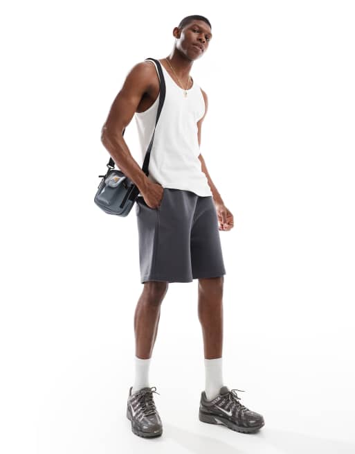 ASOS DESIGN essential mid length oversized shorts in charcoal 