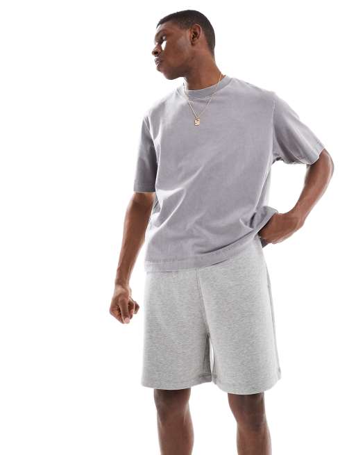 ASOS DESIGN essential mid length oversized shorts in gray heather 