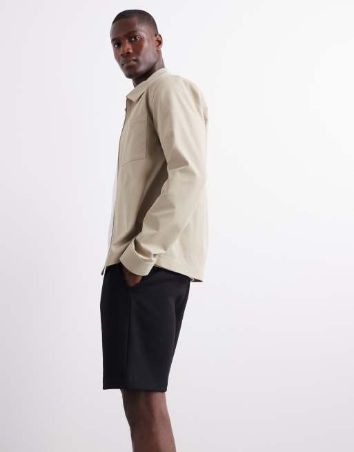 ASOS DESIGN essential mid length slim shorts in black  , 2 of 6