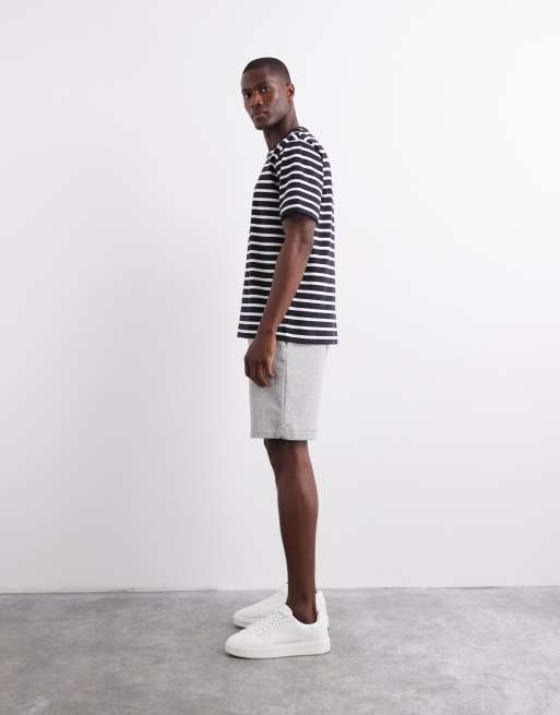 ASOS DESIGN essential mid length slim shorts in grey marl