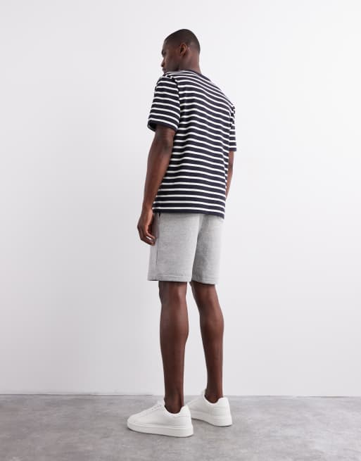 ASOS DESIGN essential mid length slim shorts in grey marl