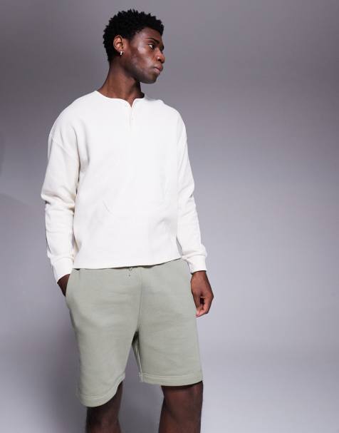 ASOS DESIGN essential mid length slim shorts in light khaki - view 1