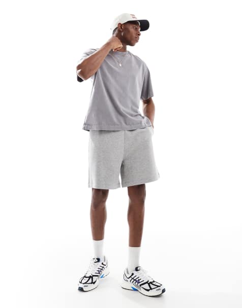 ASOS DESIGN – Essential – Mittellange Oversize-Shorts in meliertem Grau - view 1