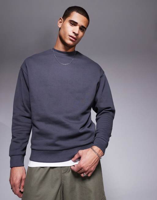 ASOS DESIGN – Essential – Mörkgrå sweatshirt i oversize