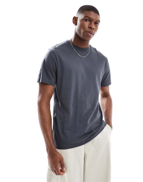 ASOS DESIGN – Essential – Mörkgrå t-shirt med rund halsringning - view 1