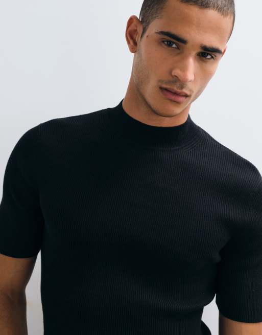 ASOS DESIGN Essential muscle fit fine-rib knit turtleneck in black, 2 of 5
