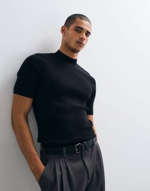 ASOS DESIGN Essential muscle fit fine-rib knit turtleneck in black, 4 of 5