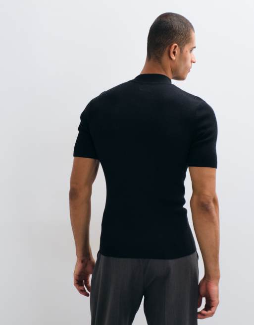 ASOS DESIGN Essential muscle fit fine-rib knit turtleneck in black, 5 of 5