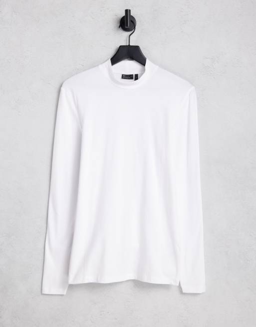 ASOS DESIGN essential muscle fit high neck t-shirt in white