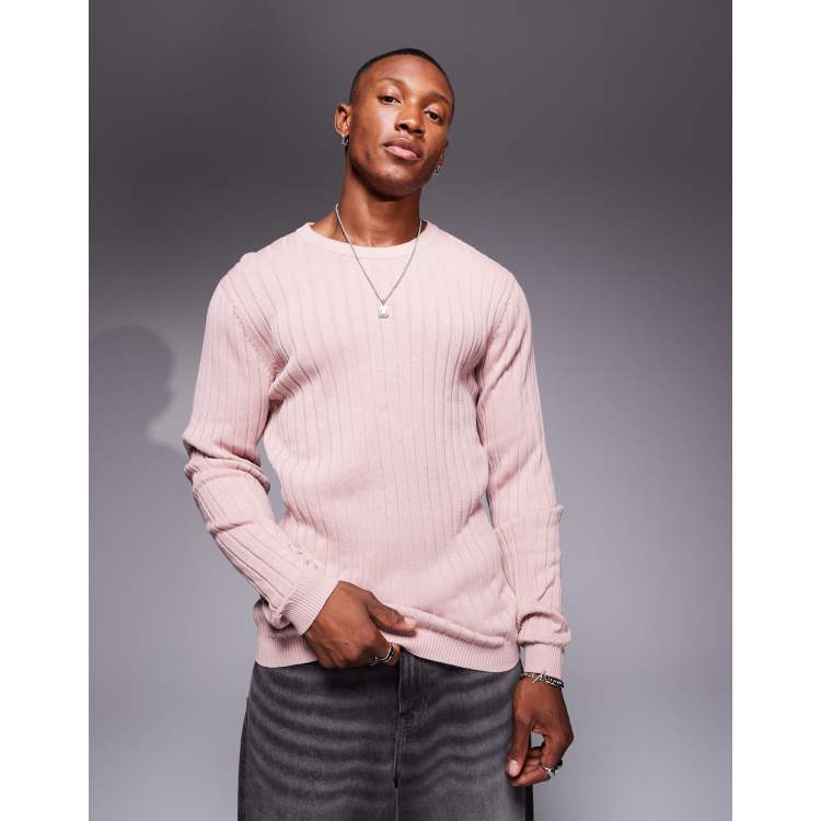 トップス moose's icy rib knit pink ASOS DESIGN essential muscle fit knitted rib sweater in pink | ASOS