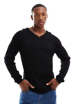 Asos design muscle fit ribbed roll neck jumper in black best sale