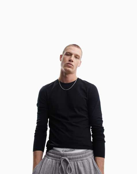 ASOS DESIGN essential muscle fit long sleeve  t-shirt in black - view 1