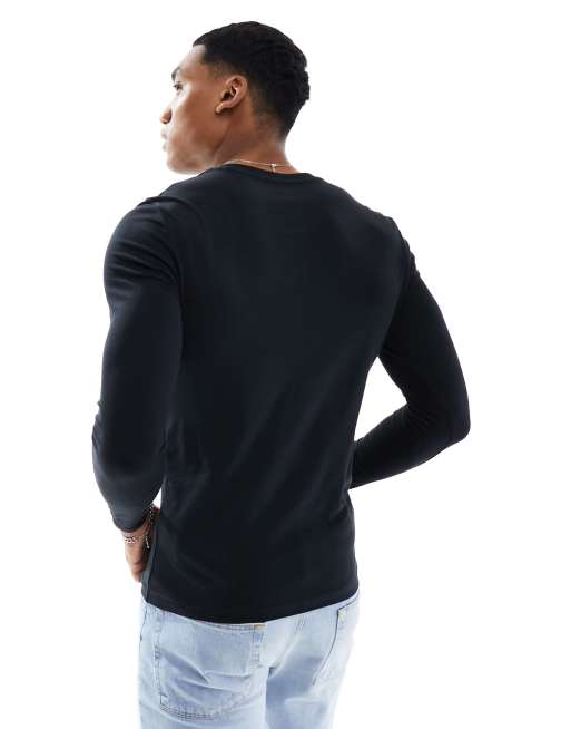 ASOS DESIGN essential muscle fit long sleeve t-shirt in black , 4 of 4