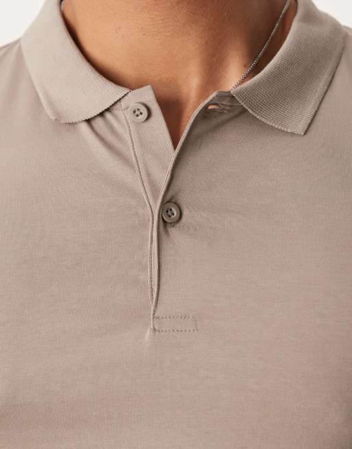 ASOS DESIGN muscle fit polo in stone