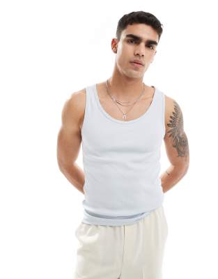 ASOS DESIGN essential muscle fit rib vest in grey  - view 1