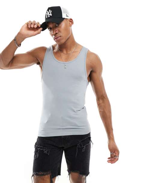ASOS DESIGN essential muscle fit singlet in grey - view 1