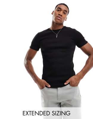 Asos Design Essential Muscle Fit T-shirt In Black